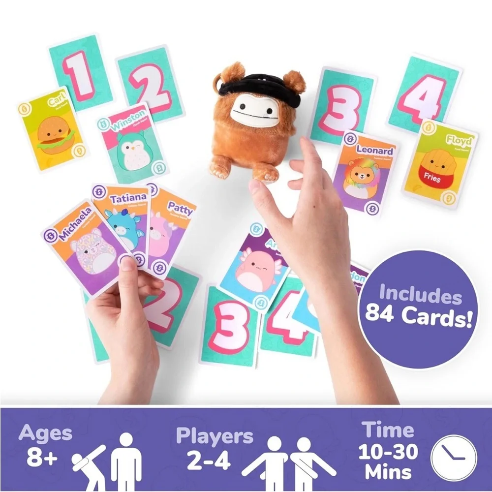 Squishmallows Take 4 Card Game with Benny Plush Clip-On